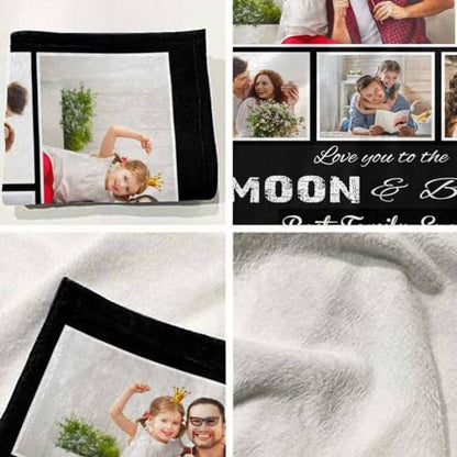 Newcos Custom Blanket with Photos Personalized 8 Pictures Family Love Blankets Souvenir Gifts for Mom Dad Family Customized Blanket for Christmas Mother 's, Father's Day - color: Pattern 09