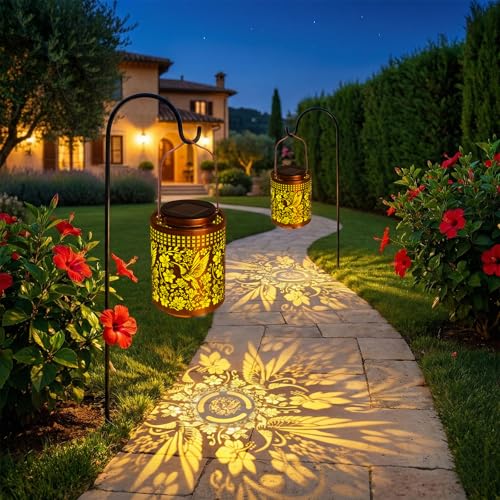 ZKLiLi Solar Lanterns Outdoor Waterproof Hummingbird Garden Decor Gifts for Women Mom Grandma Hanging Solar Lights Metal Solar Decoration Outside for Yard, Patio, Backyard, Porch - style: Hummingbird
