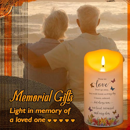 Flameless Memorial Candle, Real Wax LED Light with Remote Sympathy Bereavement Gifts for Loss of Loved One Sympathy Candles for Loss of Mother Father Mom Dad Son Remembrance Gifts (4" x 7") - color: Those We Love
