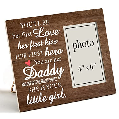 Daddy Gift for New Dad Daddy-to-Be from Unborn Baby Girl Wood Picture Frame | Daddy Little Girl Wood Photo Frame Gifts for First Father's Day Gender Reveal, Tabletop and Wall - color: Love