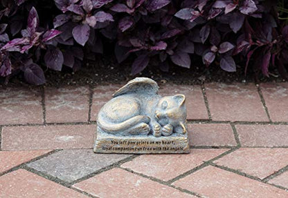 Roman 5.5" L Cat with Angel Wings Garden Statue, Decorative Stone, Memorial Gift