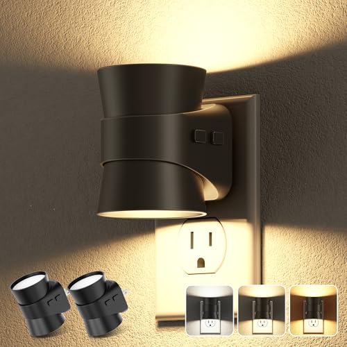 JandCase Night Light, Night Lights Plug Into Wall with 3 Color, Dimmable - color: Prue Black