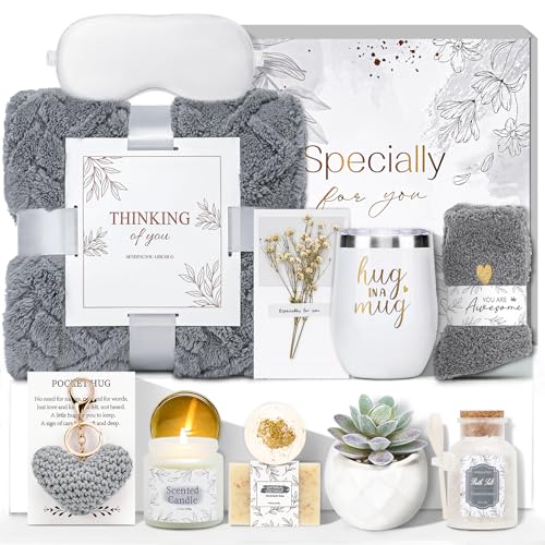 Get Well Gifts for Women Self Care Gifts Basket - Relaxing Spa Care Package After Surgery Mothers Day gifts - Feel Better Sympathy Mothersday Birthday Gift for Her Mom Sister Friend Wife (Gray) - color: Gray