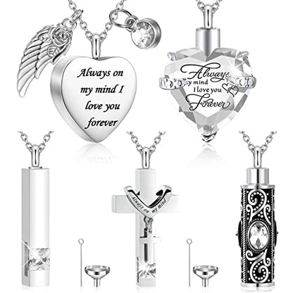 Fumete 5 Pcs Urn Necklaces for Ashes Cremation Keepsake - color: White