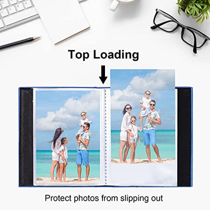 Vienrose Small Photo Album 4x6 Holds 52 Photos, 2 Pack Mini Leather Photo Album with Cover Window, Acid-Free Baby Picture Album for Wedding, Family, Travel & Gift Keepsake, Blue - color: Blue, size: 26 Pockets