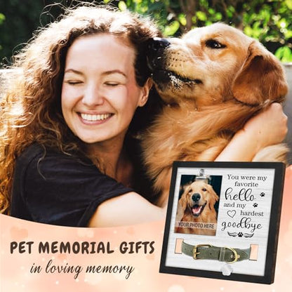 PUREFLY Dog Memorial Gifts for Loss of Dog, Loss of Dogs Sympathy Gift Pet Loss Sympathy Frame with Collar Holder, Pet Cat Remembrance Bereavement Gift - color: My Hardest Goodbye