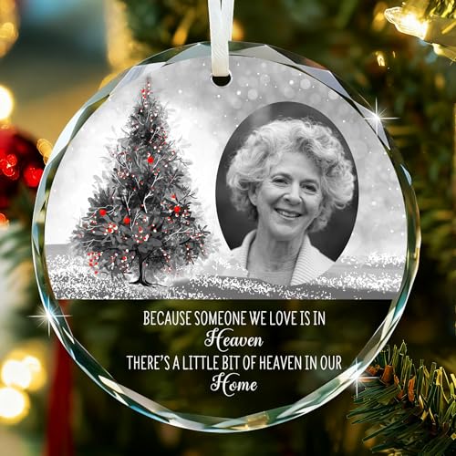 Personalized Memorial Christmas Ornaments with Photo - Custom Christmas Tree Decorations Xmas Gifts in Loving Memory Keepsake for Your Loved Ones (Design 4, Round) - color: Design 4, size: Round