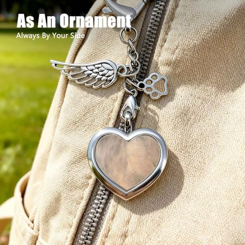 Pet Loss Sympathy Gift for Dog or Cat Owners, Heart Fur Memorial Keychain, Stainless Steel & Glass Keepsake Locket, Emotional Pet Remembrance Keyring for Daily Carry or Bag Charm