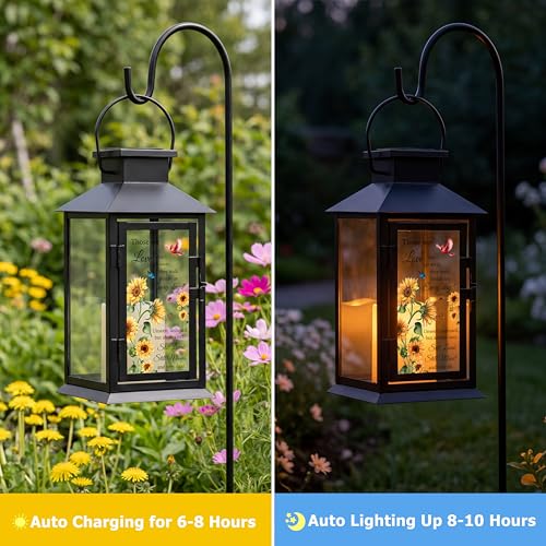 Solar Memorial Lantern Outdoor Waterproof, Sympathy Gifts for Loss of Loved One Mother Father, Remembrance Condolences Grief Gift for Loss, in Memory of Loved One Gifts - style: Those We Love Don't Go Away/Black