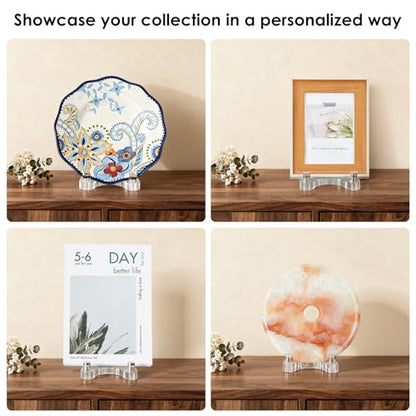 Acrylic Easel Display，Plate Stand for Display，Adjustable Clear Display Holder for 8" to 12" Platter, Book, Card, Frame, Picture, Artwork, Plaque ( Large-1pc 8"-12") - size: Large-1pc(8"-12")