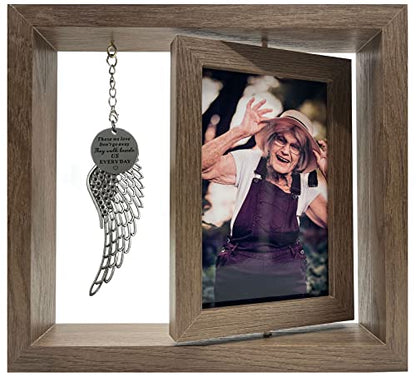 Besoamo Memorial Picture Frame 4x6, Sympathy Gifts for Loss of Loved One, Memorial Gifts for Loss of Mom Dad, Rotatable Bereavement Sympathy Photo Frame with Angel Wing, Remembrance Condolence Gift - size: 4x6 inches Photo Frame with Angel Wing