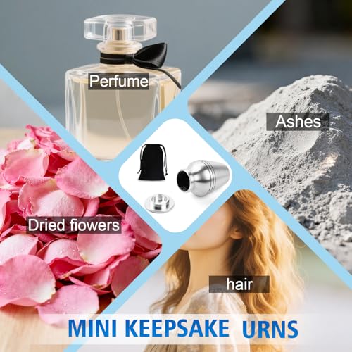 Small Urns for Human Ashes，Aluminium Mini Urns，Lightweight Keepsake Urns with Bag and Case(Silver,Set of 4)