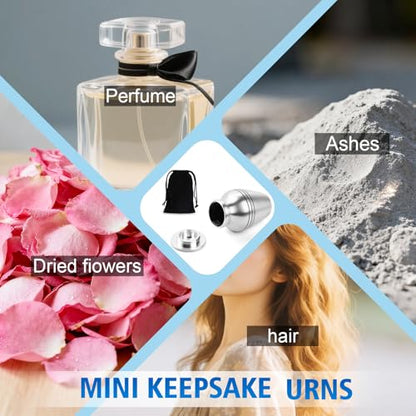 Small Urns for Human Ashes，Aluminium Mini Urns，Lightweight Keepsake Urns with Bag and Case(Silver,Set of 4)