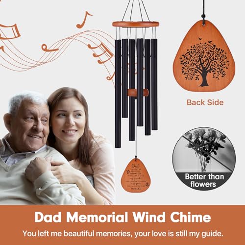 AMBOBE Memorial Sympathy Gifts for Loss of Dad, 32" Memorial Wind Chimes | Loss of Father Sympathy Gift, Bereavement Gifts for Loss of Father, Windchimes in Memory of Dad - size: Black - Dad