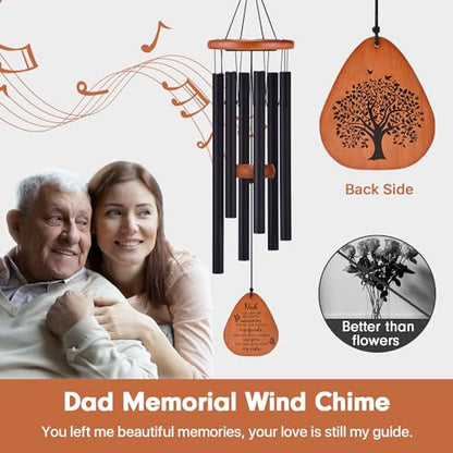 AMBOBE Memorial Sympathy Gifts for Loss of Dad, 32" Memorial Wind Chimes | Loss of Father Sympathy Gift, Bereavement Gifts for Loss of Father, Windchimes in Memory of Dad - size: Black - Dad