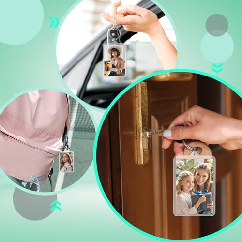 COMNICO 45Pcs Photo Keychain (2 x 3inch) Acrylic Clear Picture Frame Keychain Blank Photo Insert Keyring DIY Craft Personalised Favor Graduation Gift, Family Friends Photoes Collection Gift
