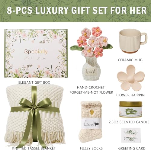 OHATOS Sympathy Gift Baskets for Women, Get Well Soon Care Package Self Care Birthday Gifts for Women, Thinking of You Inspirational Basket After Surgery for Her Wife Mom Friend Sister Girlfriend