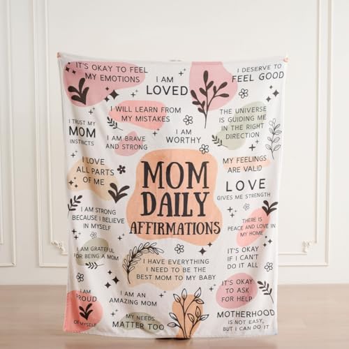 New Mom Gift Blanket 50x60 Inch – Soft Cozy Throw with Inspirational Words, Postpartum Gifts for New Mothers, Mother’s Day Birthday - color: Mom-hua