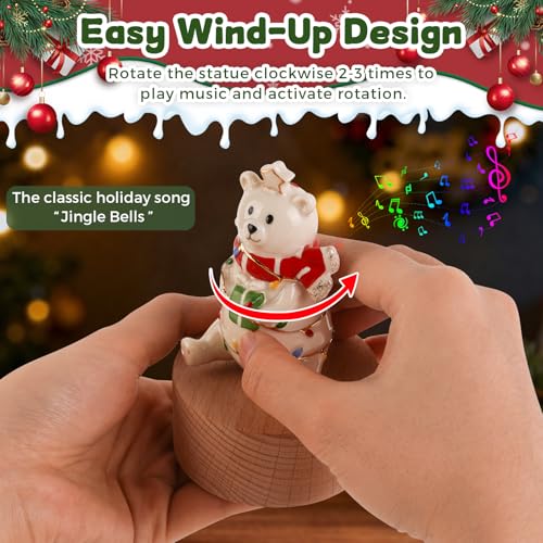 Music Box Figurine, Sculpted Hand-Painted Musical Figure Plays You are Jingle Bells Tune Christmas Anniversary, Birthday Gifts for Daughter Son Mom Dad Kids (Bear) - color: Bear