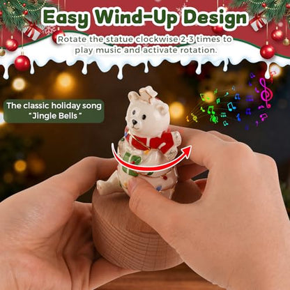 Music Box Figurine, Sculpted Hand-Painted Musical Figure Plays You are Jingle Bells Tune Christmas Anniversary, Birthday Gifts for Daughter Son Mom Dad Kids (Bear) - color: Bear
