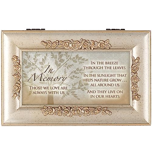 Cottage Garden Memory Those We Love Champagne Silver Embossed Petite Rose Music Box Plays Amazing Grace