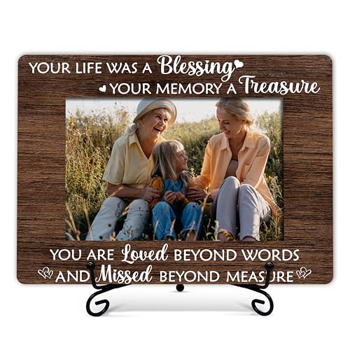 Gihyan Memorial Picture Frame, Your Life Was A Blessing Photo Frame, Sympathy Gift For Loss Of Mother Father, In Memory of Loved One Bereavement Gifts, Home Office Remembrance Frame With Stand -01