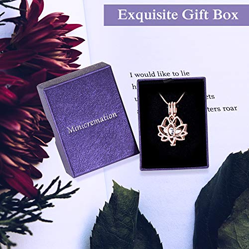 Cremation Jewelry Urn Necklace for Ashes with Hollow Mini Ball Keepsake Urn Pendant Memorial Jewelry for Ashes - color: Rose