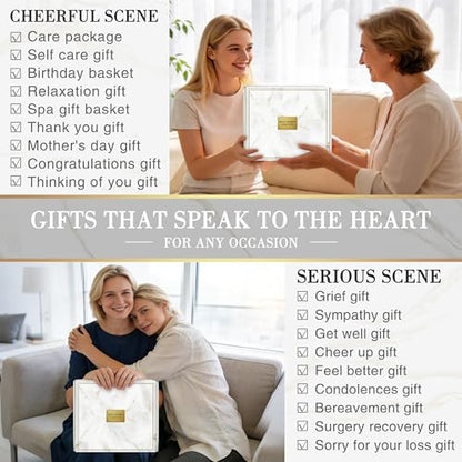 Self Care Gifts for Women, 16PC Get Well Soon Gift Baskets for Women After Surgery, Mothers Day Birthday Gifts Spa Care Package w/ Flannel Blanket, Sympathy Inspirational Thinking of You Gift Baskets - color: Beige