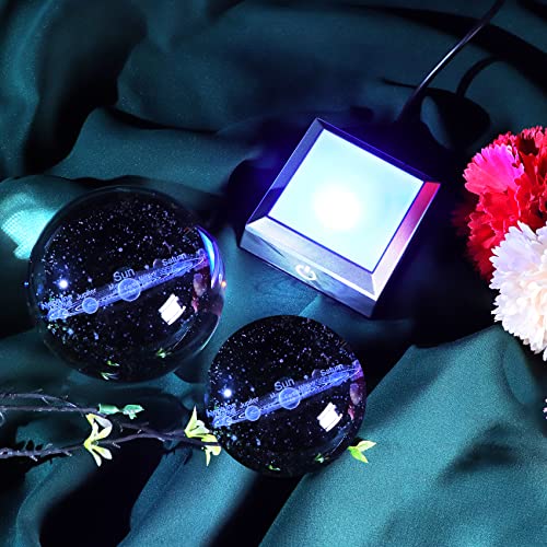 Crystal 3D Solar System Ball Science, Astronomy Gifts with LED Base 3.15'' - color: Solar system ball with Silver LED
