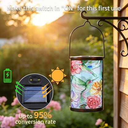 MUMTOP Hummingbird Solar Lantern Waterproof Outdoor Hanging Garden Light - color: Multicolor