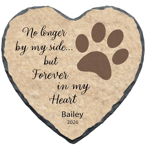 Personalized Dog Memorial Stone, No Longer by My Side Heart Plaque, Pet Loss Gift for Dogs Headstone (S-009) - color: S-009