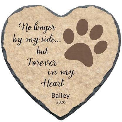 Personalized Dog Memorial Stone, No Longer by My Side Heart Plaque, Pet Loss Gift for Dogs Headstone (S-009) - color: S-009