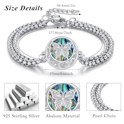 TUGHRA Ashes Bracelet for Women Urn Bracelet for Ashes 925 Sterling Silver Cremation Jewelry Memorial Gifts Keepsake Bracelet - style: Ashes Bracelet-coin-butterfly-white gold