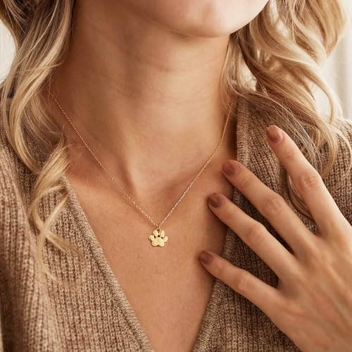 Dog Memorial Gifts for Loss of Dog Paw Print Neckalce for Women with Initial Dogs Mom Gifts Necklace for Women Dainty 14k Gold Plated Heart Necklace Pet Memorial Dogs Lover Birthday Gift for Pet Lovers - style: Big Paw A