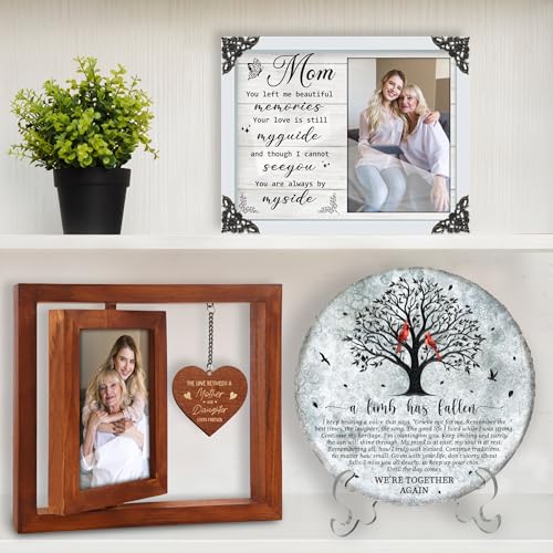 vinatimes Walnut Rotating Picture Frame for Mom Floating Frame 4x6 Photo Double-Side Mama Nana Step Mother-in-law Christmas Birthday Gifts Mother's Day Family Frame Tabletop Display HU-KX-MOM-WAL-A8 - color: 4. Mom - Walnut, size: 9"x8.2"