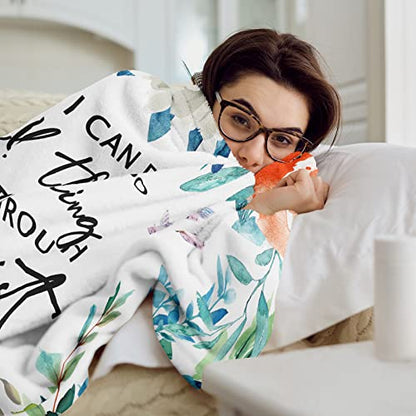 CUJUYO Christian Gifts for Women Blanket 50"x40", Inspirational Religious Catholic Spiritual Birthday Gifts for Women Soft Flannel Throw Blanket - size: 50"x40"