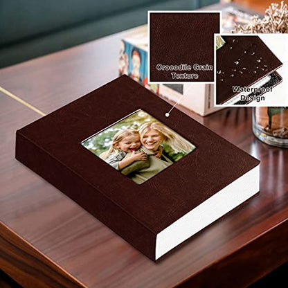 Ywlake Photo Album 4x6 50 Pockets 2 Packs, Small Mini Capacity Leather Photo Albums, Each Pack Holds 50 Top Loader Vertical Only Pictures Brown - color: Brown, size: 50 Photos/2PK