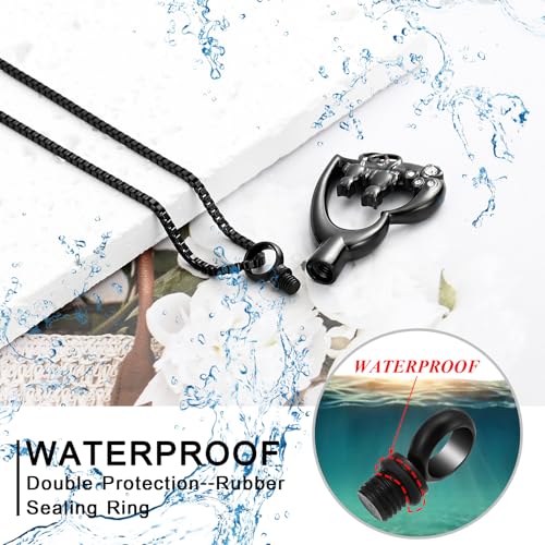 XSMZB Heart Paw Pet Cremation Jewelry for Ashes Cute Cat Memorial Urn Necklace for Women Men Pendant Ashes Holder Keepsake Jewelry - color: Black