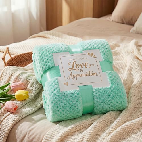 Self Care Gift Basket for Mother with Flannel Blanket, Eye Mask, Shower Cap, Cup, Socks, Get Well Soon Care Package for Women Mom Wife Girlfriend Sister (Teal) - color: Teal