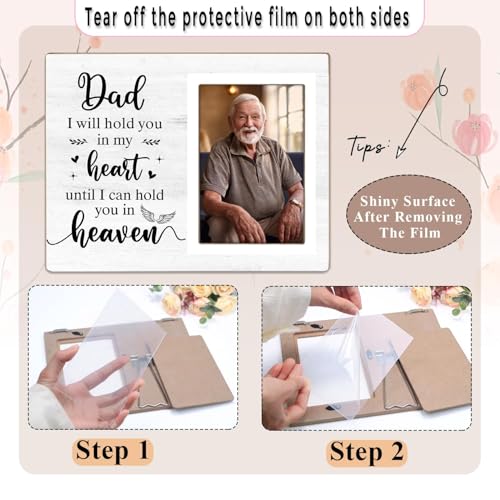 Memorial Photo Frame, Sympathy Gifts for Loss of Father, in My Heart, in Loving Memory Wooden Picture Frame, Passed Away Condolence Gifts, Fits 4x6 In Photo (White-Dad 4 x 6 Photo) - color: White-Dad