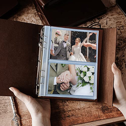 Photo Album 4x6 160 Photos, Leather Photo Albums with Writing Space With 30 Writing Paper, Travel Family Wedding Kids Graduation Ultrasound Baby Picture Album Scrapbook Photo Album - color: holding hands