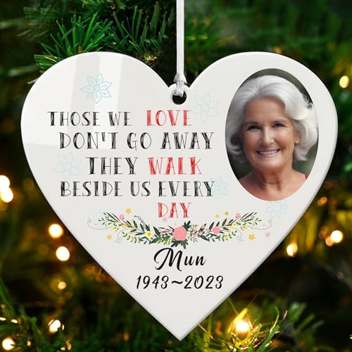 Personalized Memorial Christmas Ornaments with Photo - Custom Christmas Tree Decorations Xmas Gifts in Loving Memory Keepsake for Your Loved Ones (Design 1, Heart) - color: Design 1, size: Heart
