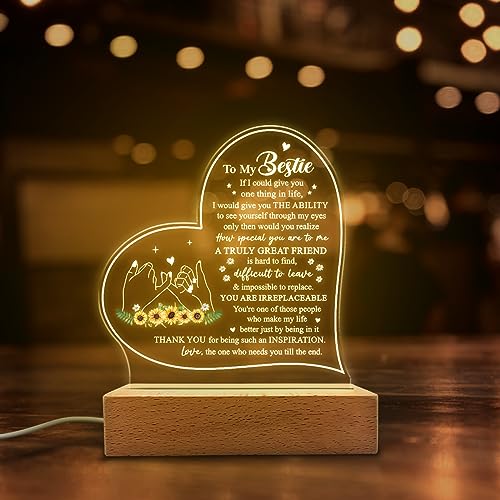 SANDJEST Night Light Gift for Best Friend Bestie Acrylic Light Lamps Gifts BFF Bestfriend Soul Sister Friendship Lights Lamp Gift for Birthday Christmas - color: Bestie