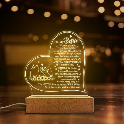 SANDJEST Night Light Gift for Best Friend Bestie Acrylic Light Lamps Gifts BFF Bestfriend Soul Sister Friendship Lights Lamp Gift for Birthday Christmas - color: Bestie