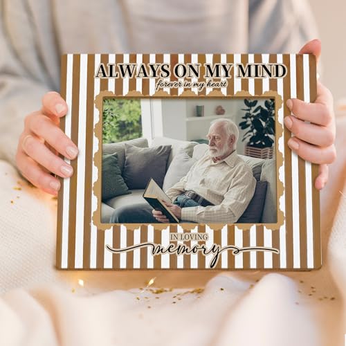 in Loving Memory Picture Frames, Memorial Picture Frame, Memorial Sympathy Bereavement Gifts for Loss of Loved Ones, Always on My Mind in Loving Memory Wood Photo Frame for 5x7 Photos