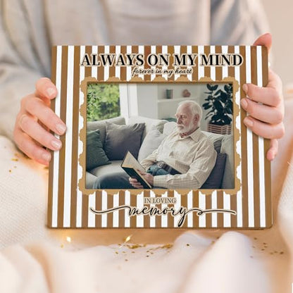 in Loving Memory Picture Frames, Memorial Picture Frame, Memorial Sympathy Bereavement Gifts for Loss of Loved Ones, Always on My Mind in Loving Memory Wood Photo Frame for 5x7 Photos