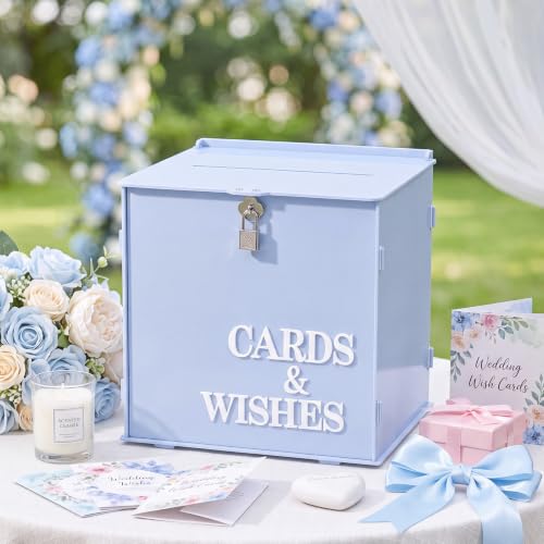 AerWo Light Blue Wedding Card Box, Acrylic Card Box for Wedding Decor - color: Light Blue