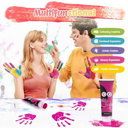 Nabance 2.54 fl oz Hot Pink Baby Hand and Footprint Friendly Paint, Dog Cat Paw Print Safe Paint, Non-Toxic Acid-Free, Safe Gentle for Home School Christmas New Year DIY Keepsake Stamp - color: Hot Pink