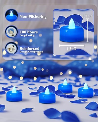 Amagic 12Pack Blue Flameless LED Tea Lights Candles Battery Operated - color: Blue, size: 12 Pack