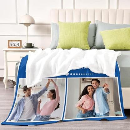 D-Story Custom Blanket with Photos Text Personalized Blankets and Throws Customized Fleece Picture Blanket for Adult Kid Funny Birthday Gifts for Wife Husband Family Couple 4 Photos - color: B3-4 Photos